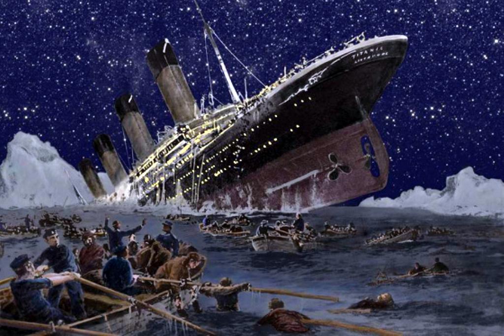 Titanic going down sm print
